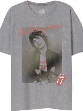 Dirty Cotton Scoundrels Gray wash Rolling Stones mick jagger tshirt size large